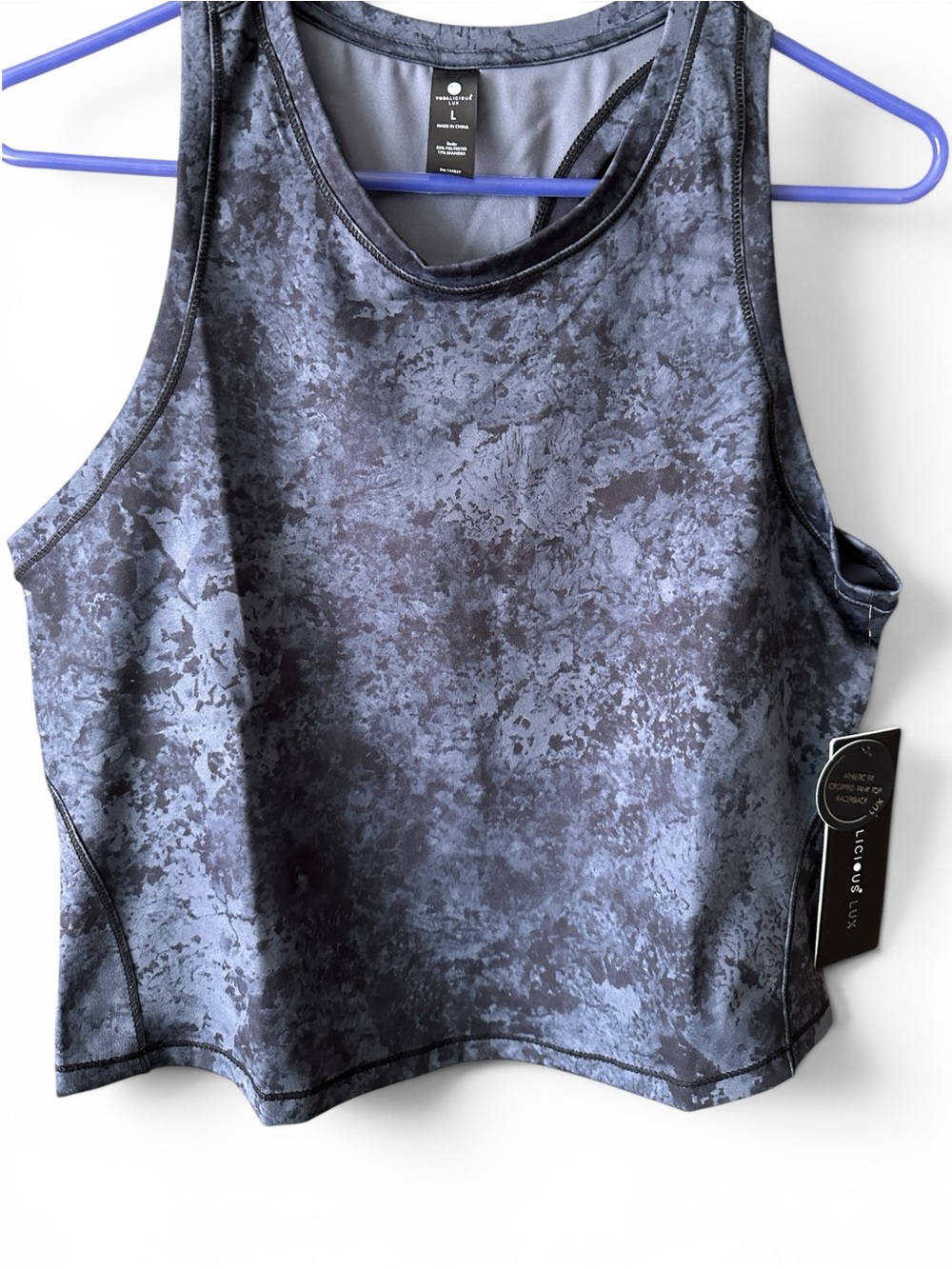 Yogalicious Women’s Grey/Black Mottled Cropped Tank Top‎